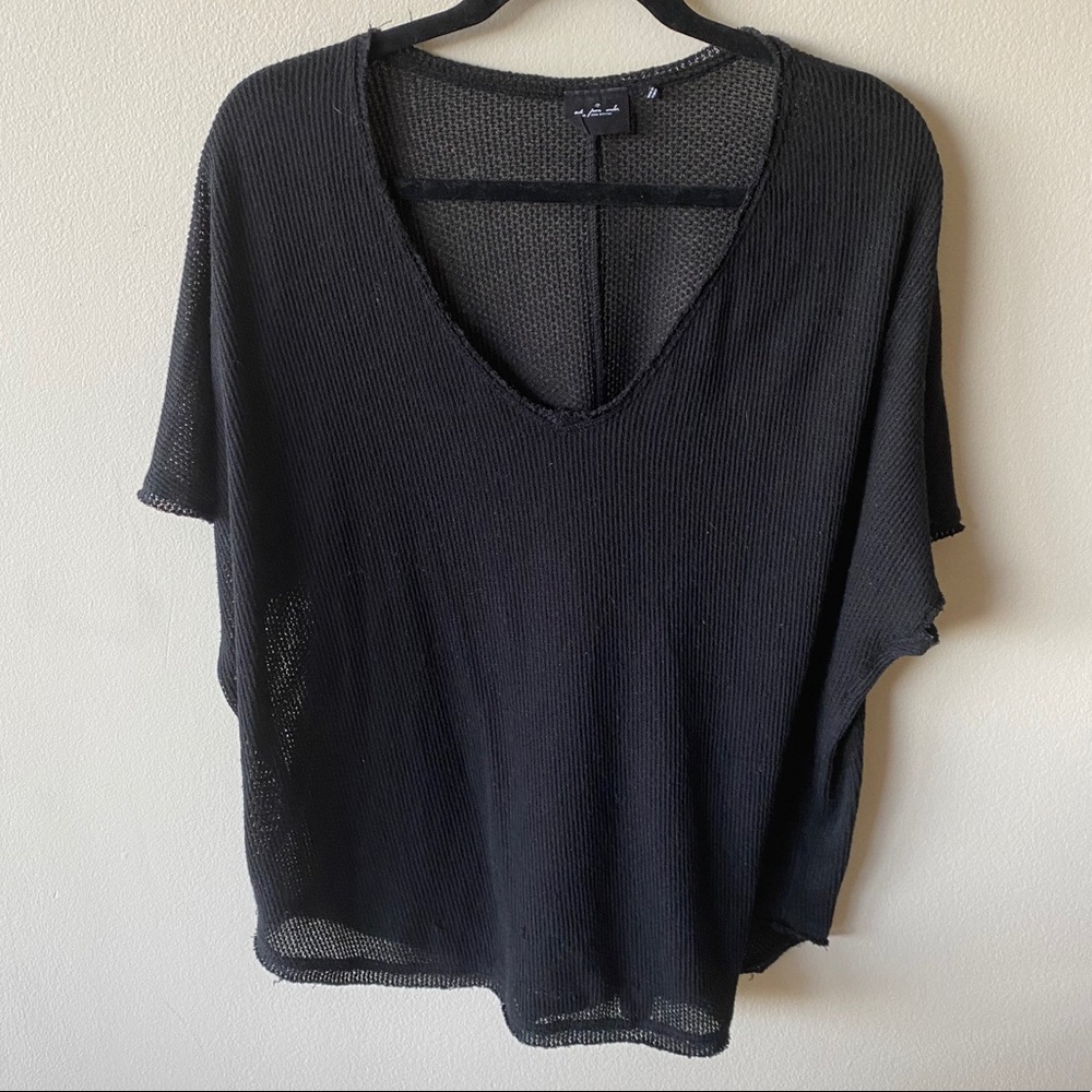 UO Out from Under Knit Black Short Sleeve Top